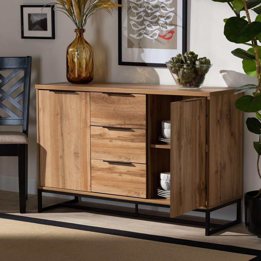 Wholesale Interiors Buffets & Sideboards - Reid 3-Drawer Sideboard Buffet Oak & Black