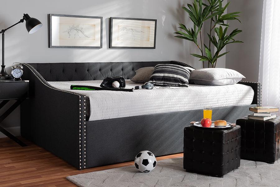 Wholesale Interiors Daybeds - Haylie Modern And Contemporary Dark Grey Fabric Upholstered Full Size Daybed