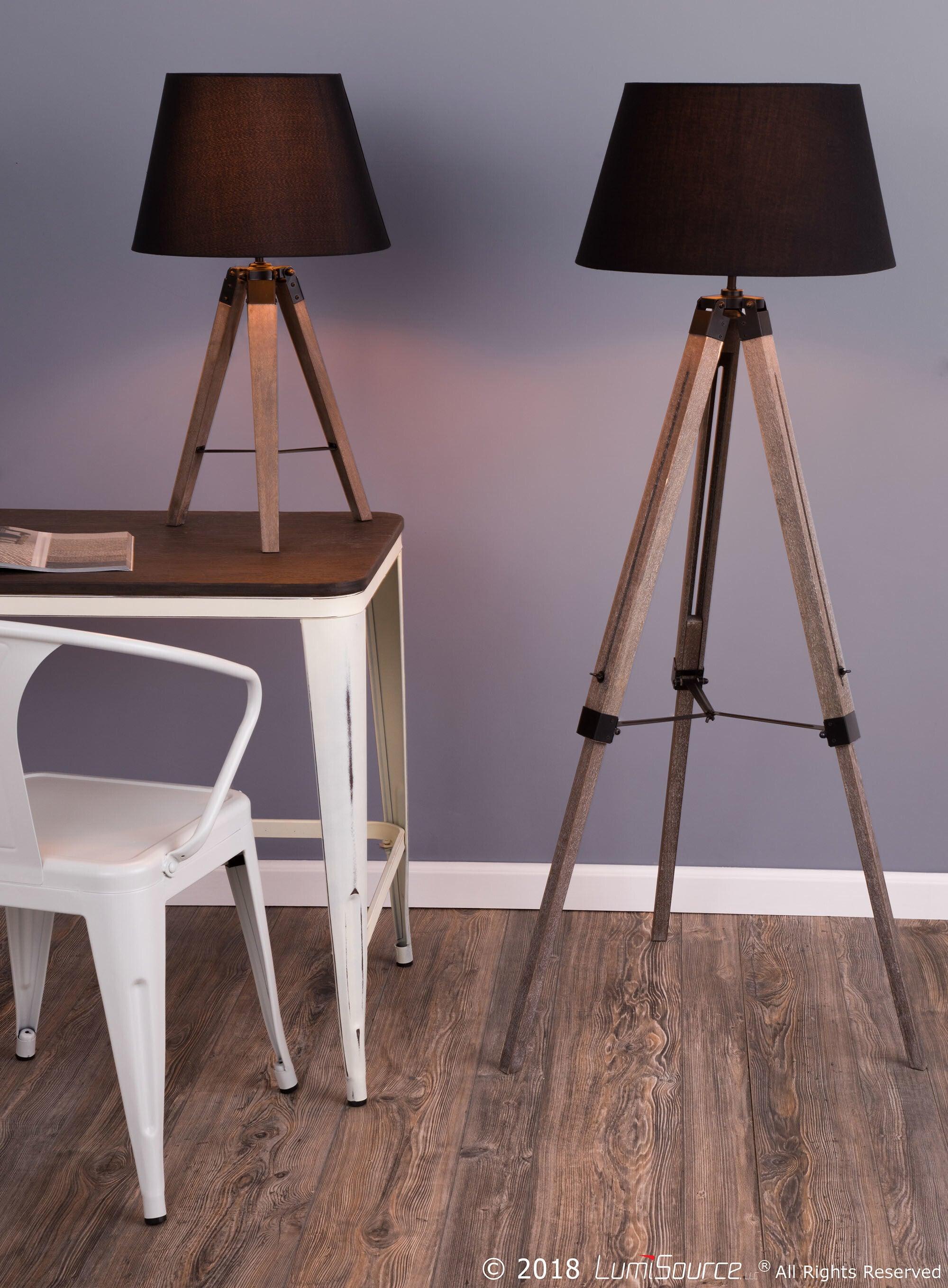 Lumisource Floor Lamps - Compass Floor Lamp Gray Washed & Black