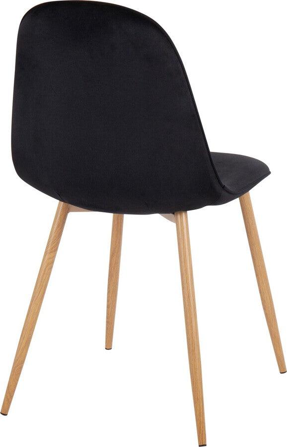 Lumisource Accent Chairs - Pebble Contemporary Chair In Natural Wood Metal & Black Velvet (Set of 2)