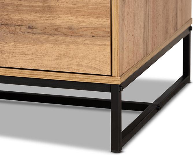 Wholesale Interiors Coffee Tables - Franklin Oak Brown Finished Wood and Black Finished Metal 2-Drawer Coffee Table