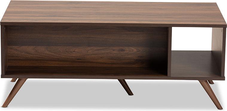 Wholesale Interiors Coffee Tables - Naoki Modern and Contemporary Two-Tone Grey and Walnut Wood 1-Drawer Coffee Table