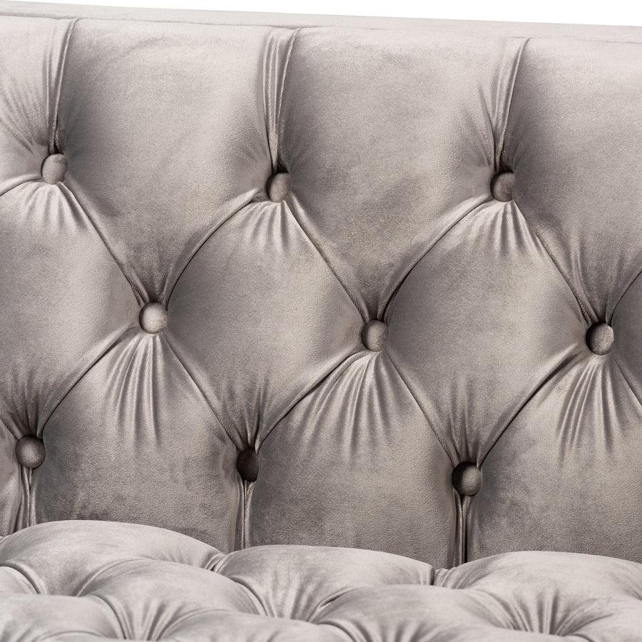 Wholesale Interiors Sofas & Couches - Zanetta Glam and Luxe Gray Velvet Upholstered Gold Finished Sofa
