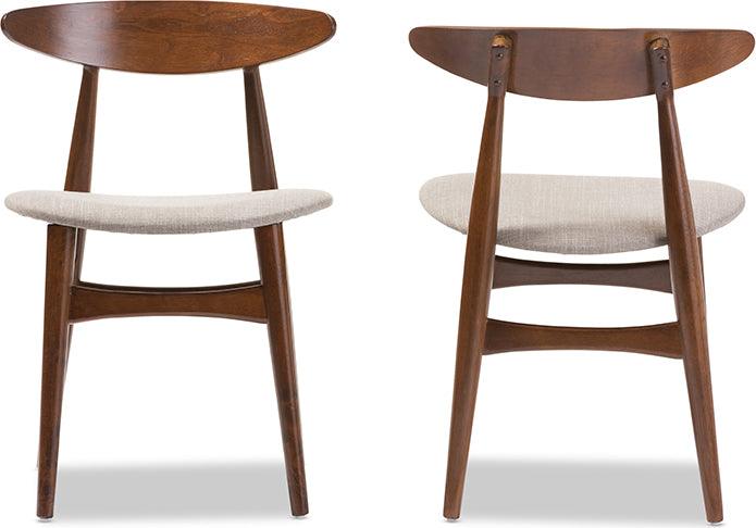 Wholesale Interiors Dining Sets - Flora Mid-Century Modern Grey Fabric and Brown Finishing Wood 6-Piece Dining Set