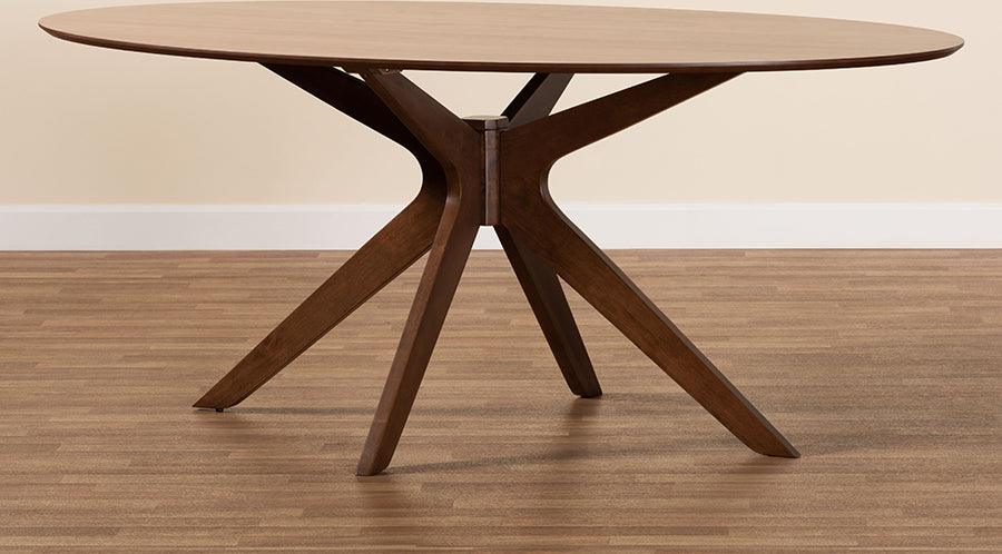 Wholesale Interiors Dining Tables - Monte Walnut Brown Finished Wood 71-Inch Oval Dining Table