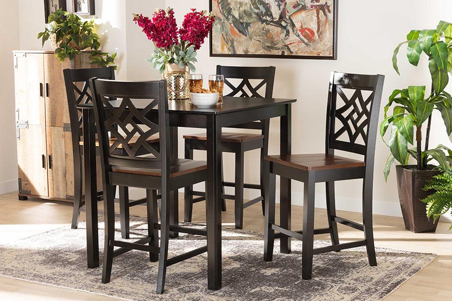 Wholesale Interiors Dining Sets - Nicolette Contemporary Dark Brown and Walnut Brown Finished Wood 5-Piece Pub Set