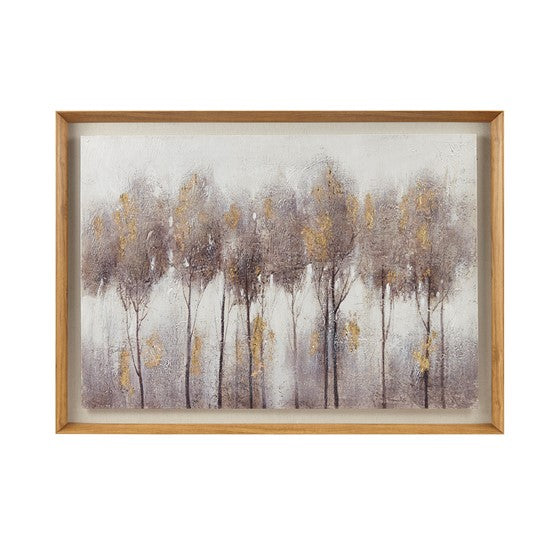 Olliix.com Wall Art - Hand Painted Abstract Landscape Framed and Matted Wall Art Grey/Gold