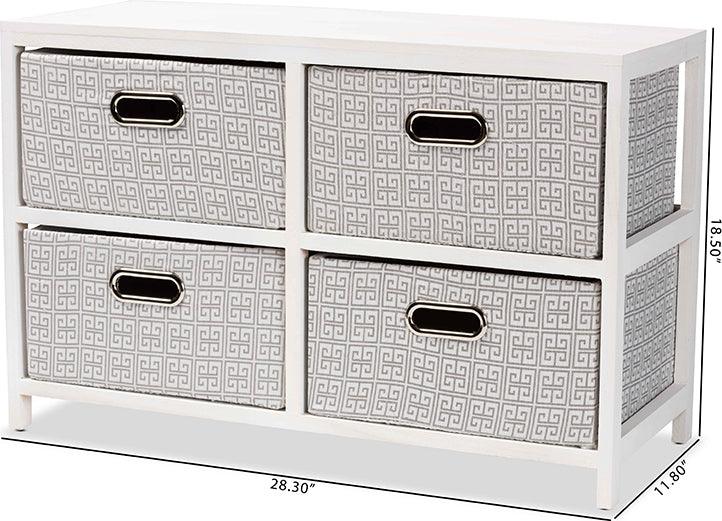 Wholesale Interiors Bedroom Organization - Camber Modern and Contemporary White Finished Wood 4-Basket Storage Unit