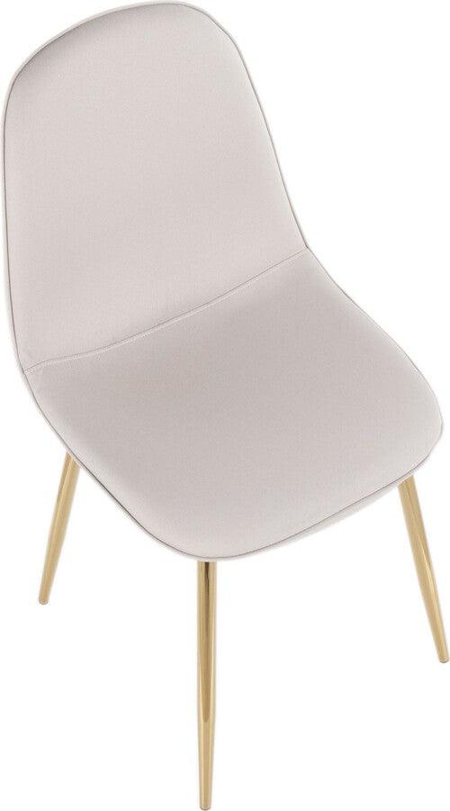 Lumisource Dining Chairs - Pebble Contemporary Chair in Gold Steel and Beige Fabric - Set of 2