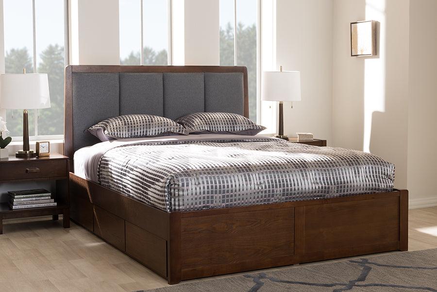 Wholesale Interiors Beds - Brannigan Queen Storage Bed Gray & Walnut Brown
