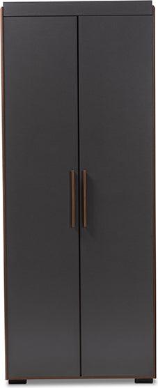 Wholesale Interiors Bedroom Organization - Rikke Modern and Contemporary Two-Tone Gray and Walnut Finished Wood 7-Shelf Wardrobe