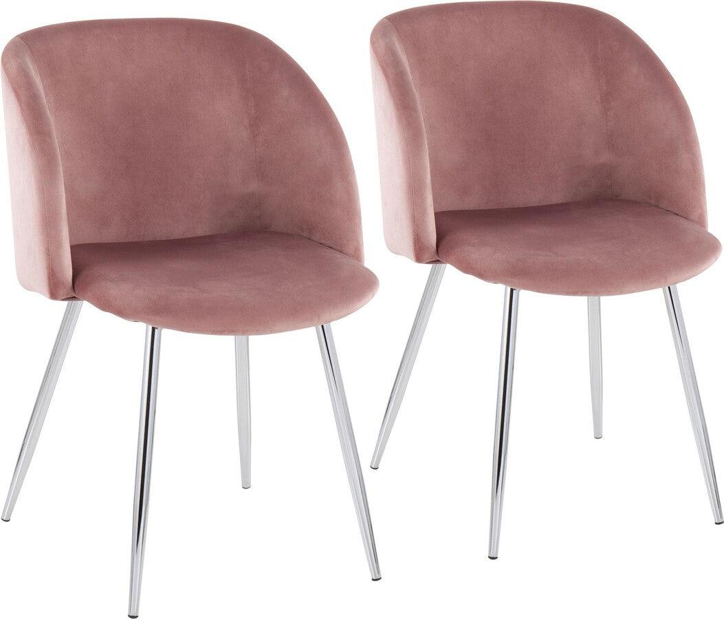 Lumisource Accent Chairs - Fran Contemporary Chair In Chrome & Pink Velvet (Set of 2)