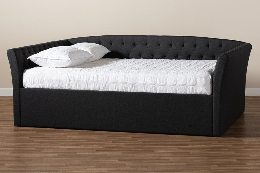 Wholesale Interiors Daybeds - Delora Modern and Contemporary Dark Grey Fabric Full Size Daybed