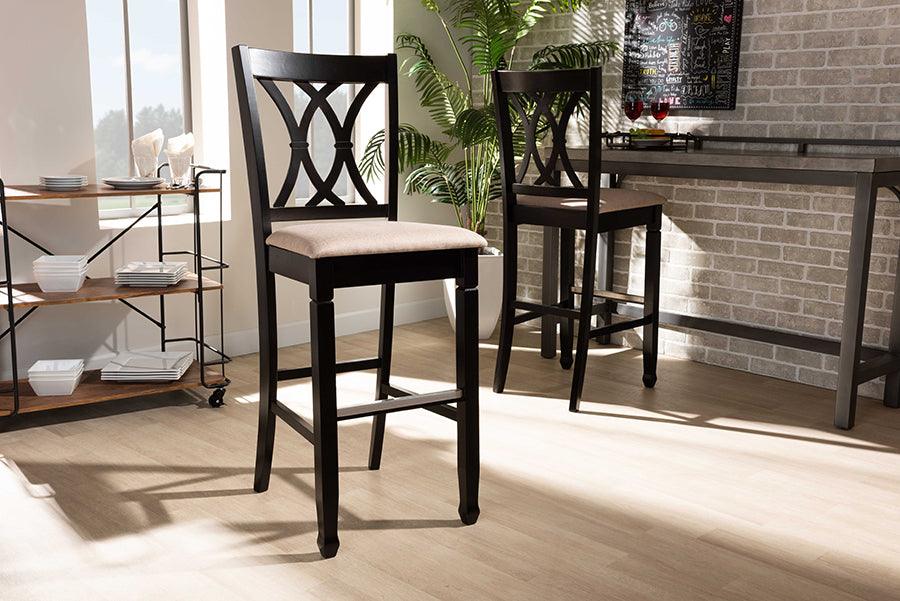 Wholesale Interiors Barstools - Calista Bar Stool Sand & Espresso Brown (Set of 2)