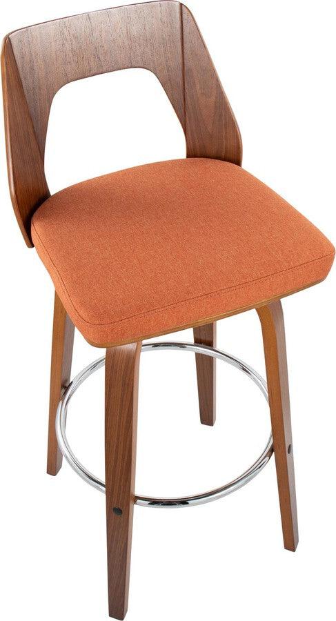 Lumisource Barstools - Trilogy Barstool In Walnut & Orange Fabric (Set of 2)