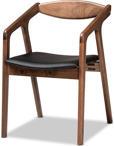 Wholesale Interiors Dining Sets - Harland Black Faux Leather Upholstered and Walnut Brown Finished Wood 7-Piece Dining Set