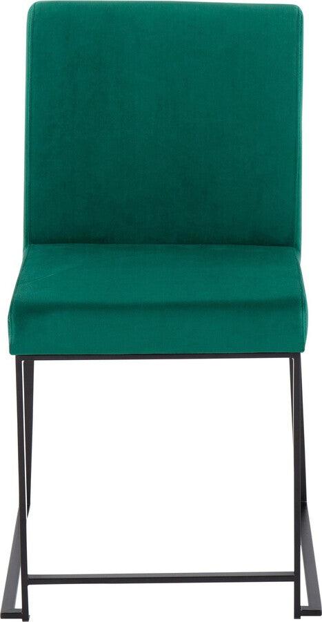 Lumisource Dining Chairs - High Back Fuji Contemporary Dining Chair in Black Steel and Green Velvet - Set of 2
