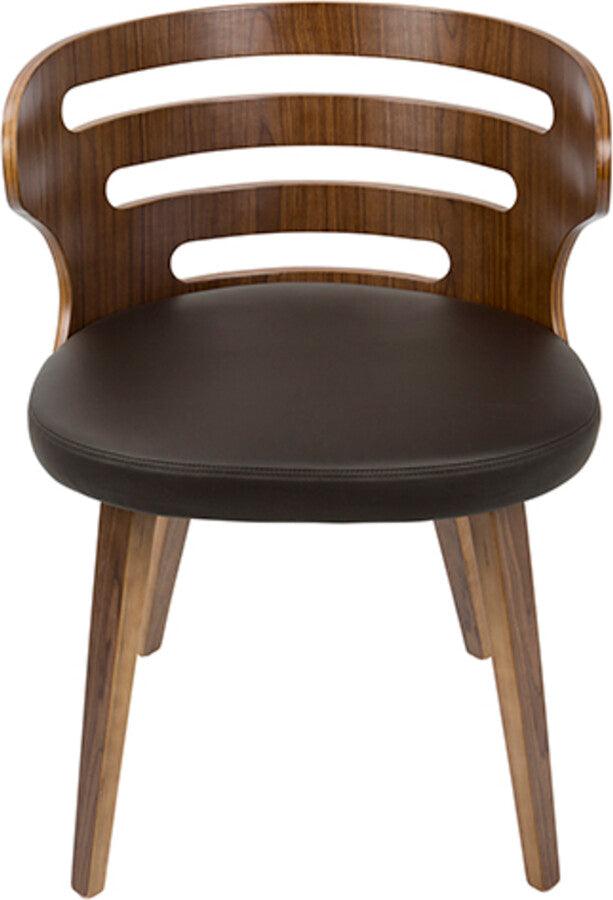 Lumisource Dining Chairs - Cosi Dining/Accent Chair In Walnut & Brown Faux Leather