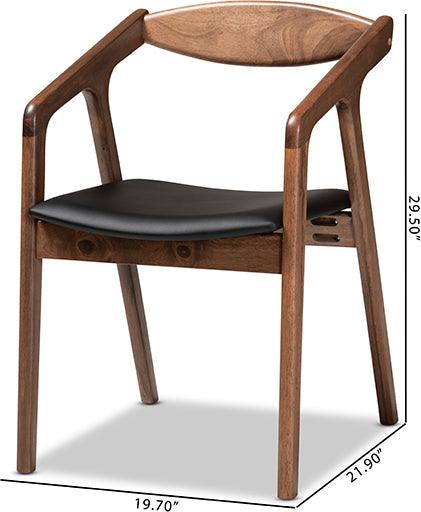 Wholesale Interiors Dining Chairs - Harland Black Faux Leather Upholstered and Walnut Brown Finished Wood 2-Piece Dining Chair Set