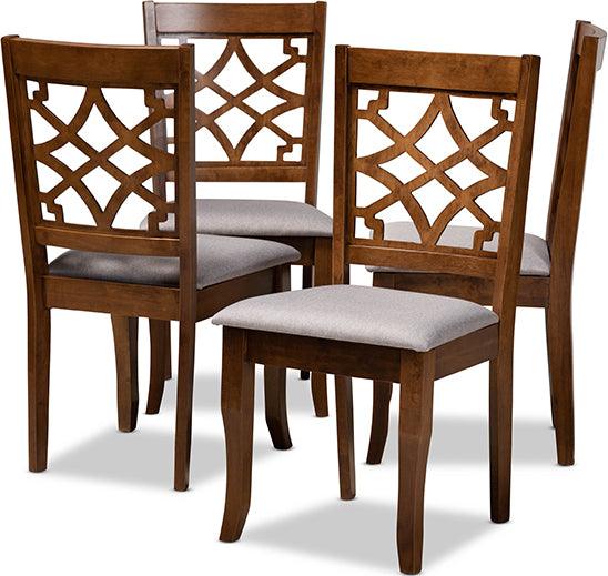 Wholesale Interiors Dining Chairs - Mael Grey Fabric Upholstered Walnut Brown Finished Wood 4-Piece Dining Chair Set