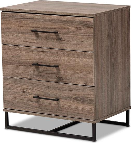 Wholesale Interiors Chest of Drawers - Daxton Modern and Contemporary Rustic Oak Finished Wood 3-Drawer Storage Chest