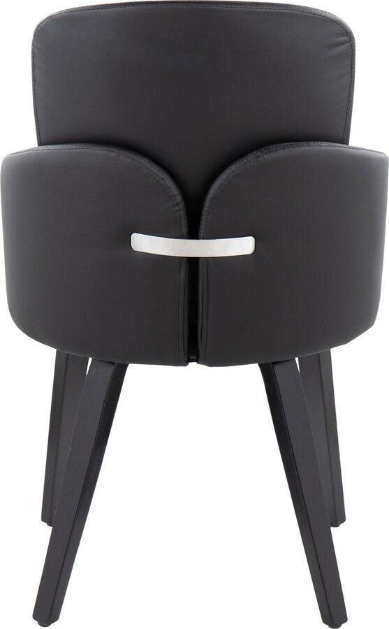 Lumisource Dining Chairs - Dahlia Contemporary Dining Chair In Black Wood & Black Faux Leather With Chrome Accent (Set of 2)