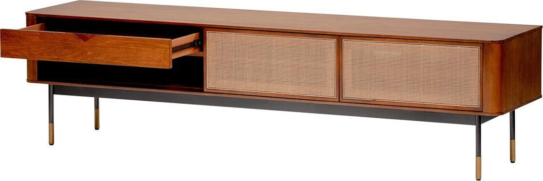 Euro Style TV & Media Units - Miriam 71" Media Stand in Brown with Natural Wicker