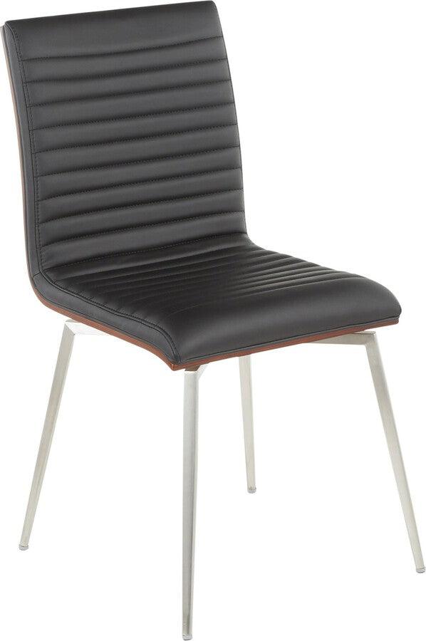 Lumisource Dining Chairs - Mason Dining Chair with Swivel in Stainless Steel, Walnut & Black-Set of 2