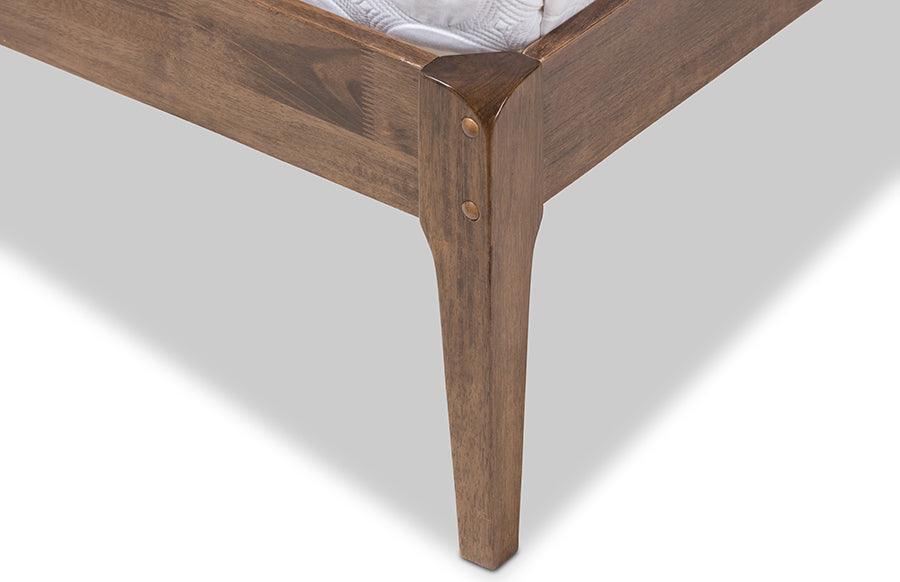 Wholesale Interiors Beds - Clifford Mid-Century Dark Grey Fabric and Medium Brown Finish Wood King Size Platform Bed