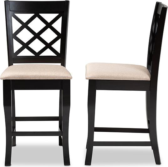 Wholesale Interiors Barstools - Alora Sand Fabric Upholstered Espresso Brown Finished 2-Piece Wood Counter Stool Set of 4