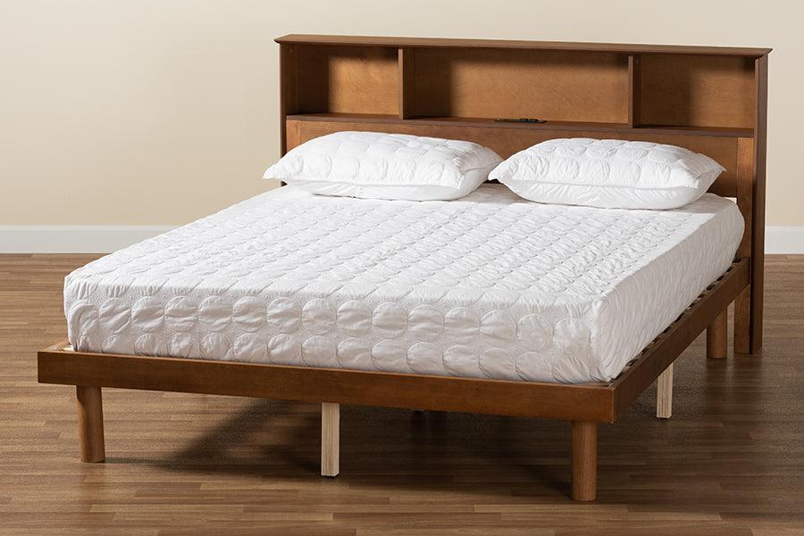 Wholesale Interiors Beds - Lochlan Mid-Century Modern Transitional Walnut Brown Finished Wood Full Size Platform Bed