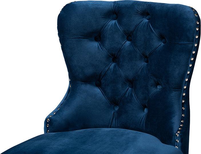 Shop Howell Navy Blue Velvet Upholstered and Dark Brown Finished