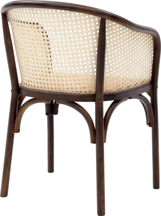 Euro Style Dining Chairs - Elsy Armchair in Walnut with Natural Rattan Seat