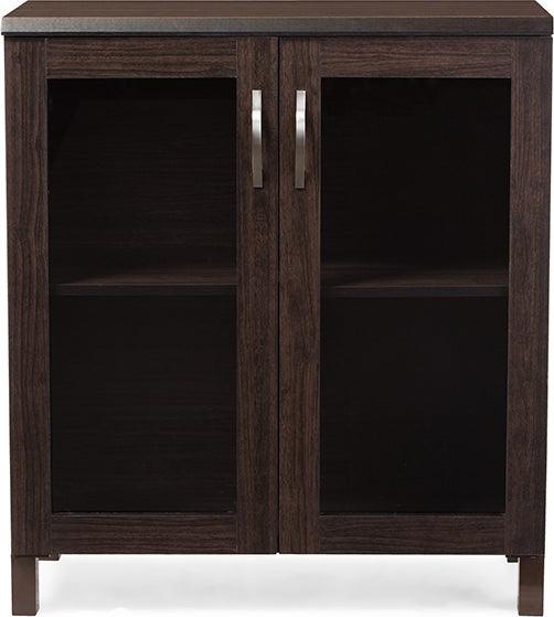 Wholesale Interiors Buffets & Cabinets - Sintra Modern and Contemporary Dark Brown Sideboard Storage Cabinet with Glass Doors