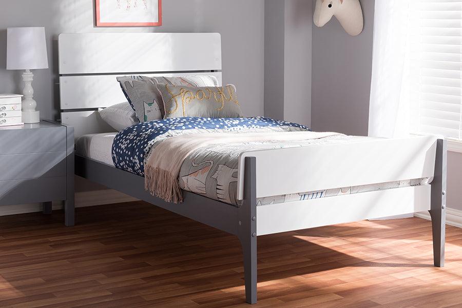 Wholesale Interiors Beds - Nereida White & Dark Grey-Finished Wood Twin Platform Bed