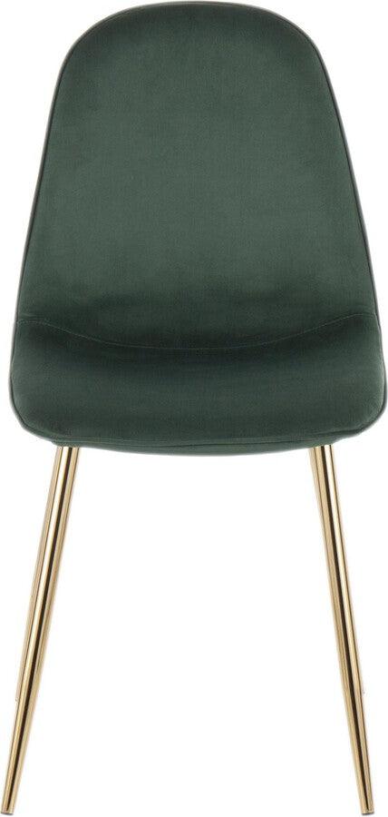 Lumisource Dining Chairs - Pebble Contemporary Chair in Gold Steel and Green Velvet - Set of 2