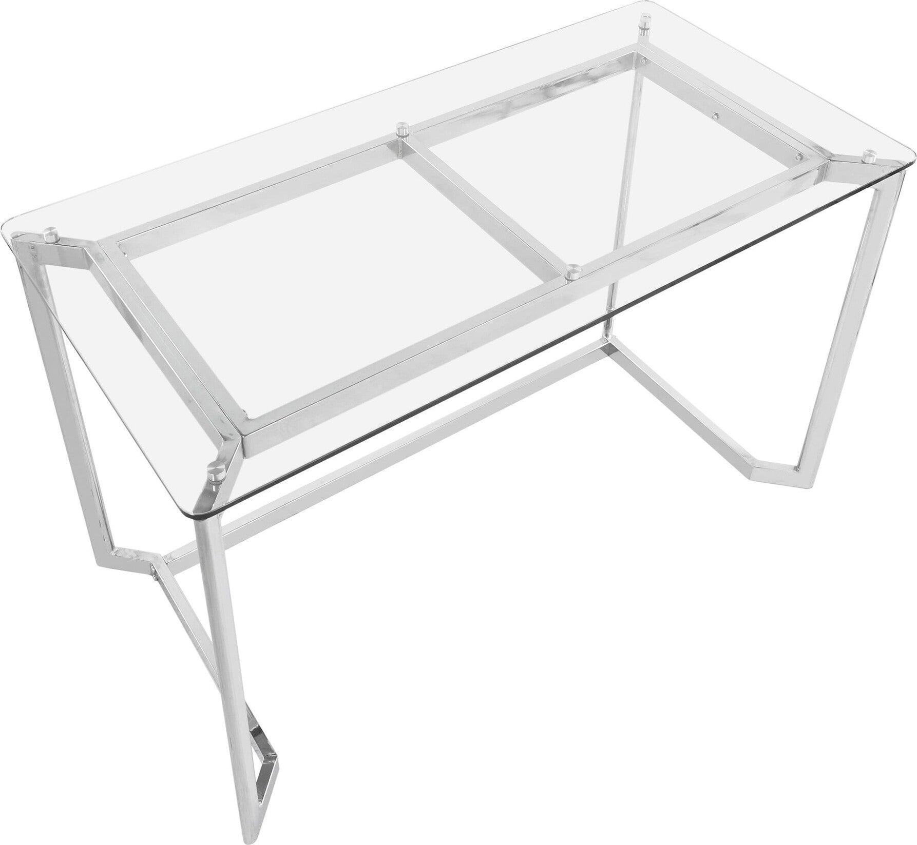 Lumisource Desks - Masters Office Desk Mirrored Chrome & Clear