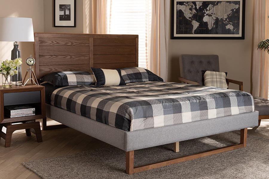 Wholesale Interiors Beds - Claudia Queen Bed Light Gray & Ash walnut