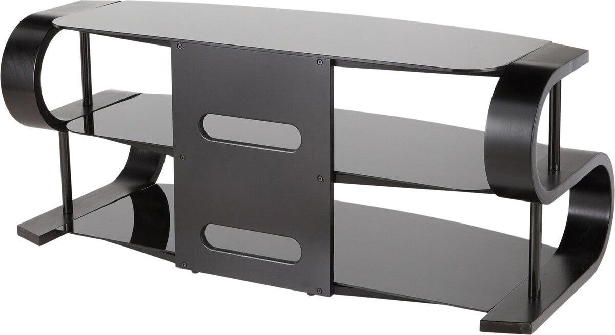 Lumisource TV & Media Units - Metro 120 Contemporary TV Stand in Black Wood and Black Glass