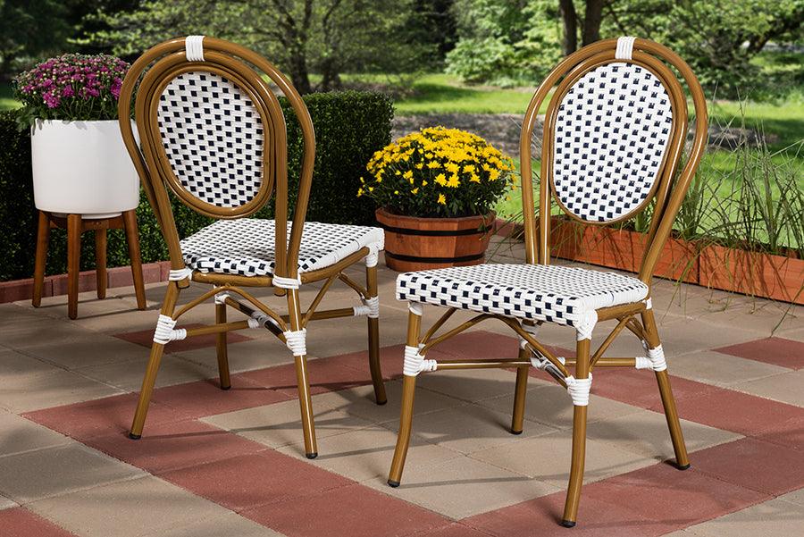 Wholesale Interiors Dining Chairs - Gauthier Navy & White Bistro Stackable Dining Chair Set of 2