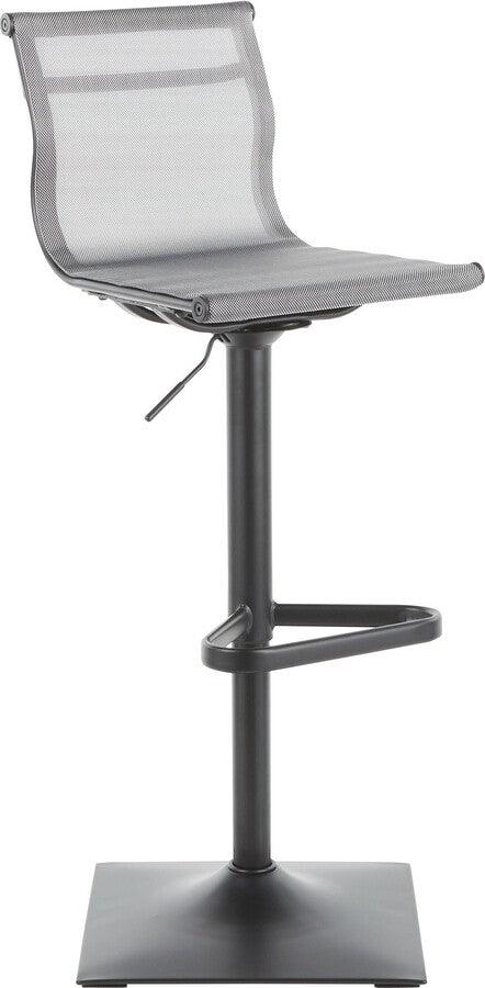 Lumisource Barstools - Mirage Contemporary Barstool in Black Metal and Silver Mesh Fabric