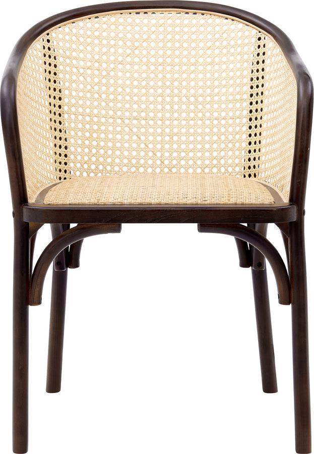 Euro Style Dining Chairs - Elsy Armchair in Walnut with Natural Rattan Seat