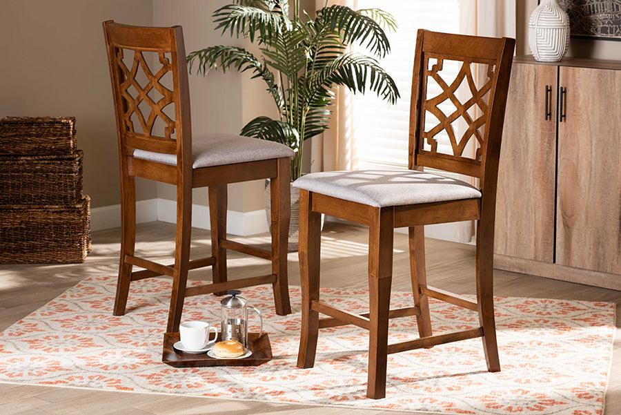 Wholesale Interiors Barstools - Nisa Bar Stool Gray & Walnut Brown (Set of 2)