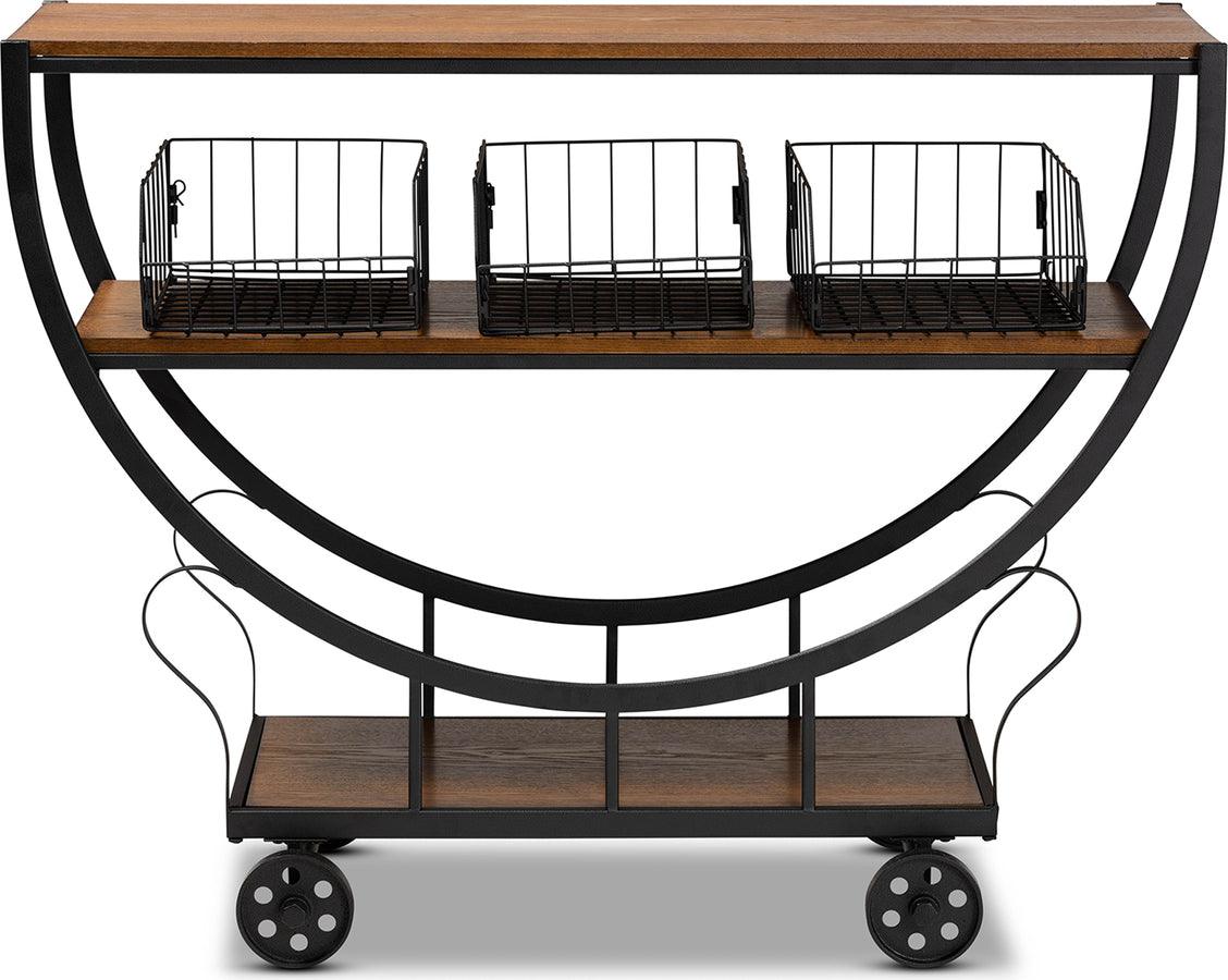 Wholesale Interiors Consoles - Frieda Walnut Brown Wood & Black Finished Metal Console Cart