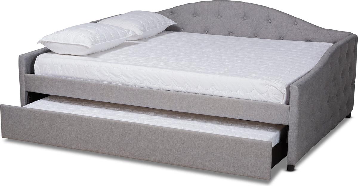 Wholesale Interiors Daybeds - Becker Transitional Grey Fabric Upholstered Queen Size Daybed