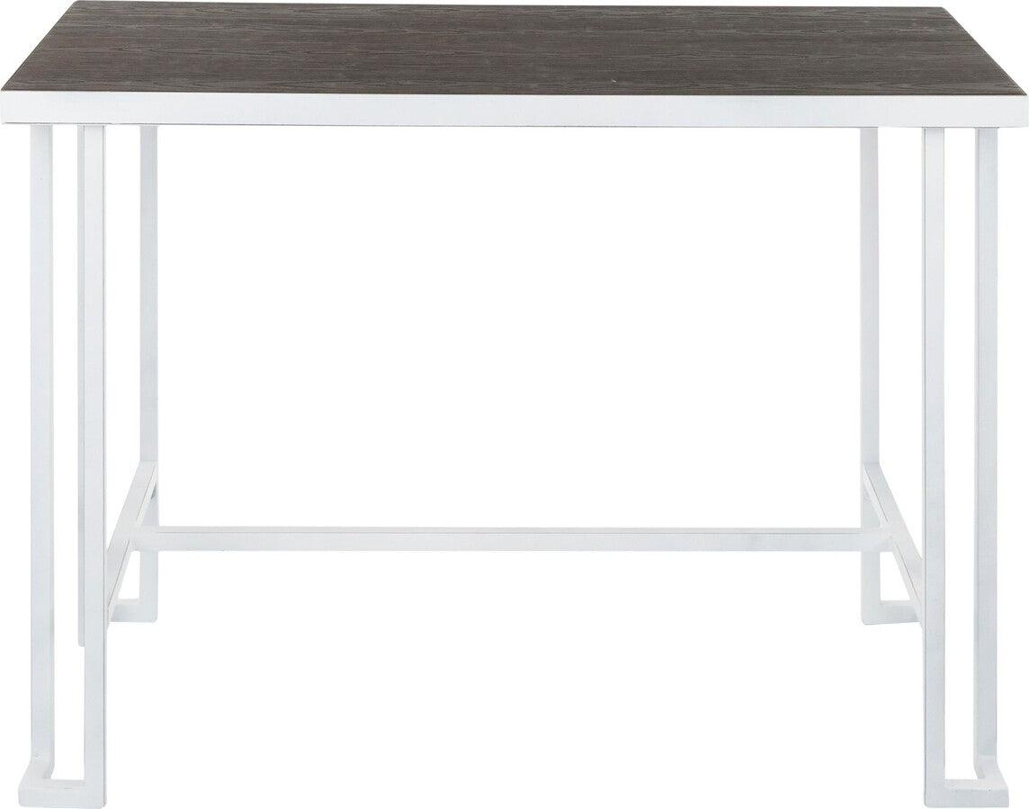 Lumisource Bar Tables - Roman Industrial Counter Table in Vintage White Metal and Espresso Wood-Pressed Grain Bamboo
