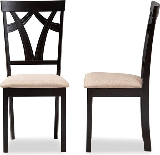 Wholesale Interiors Dining Chairs - Sylvia Sand Fabric Upholstered And Espresso Brown Finished Dining Chair Set Of 2