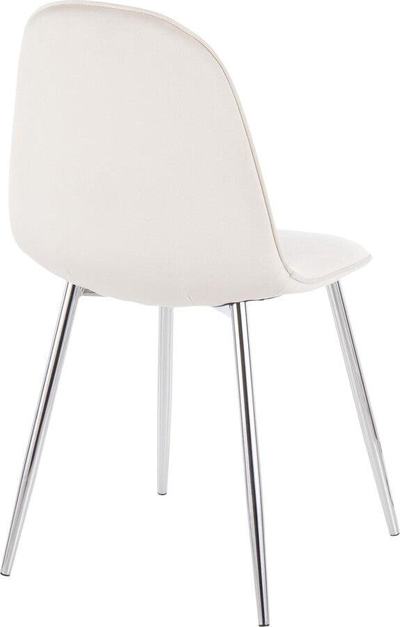 Lumisource Dining Chairs - Pebble Contemporary Chair in Chrome and Cream Velvet - Set of 2