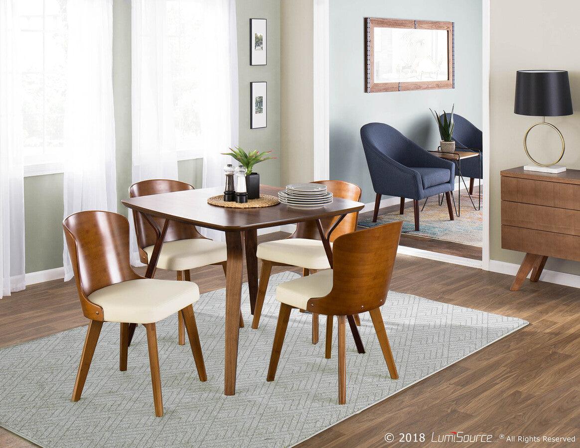 Lumisource Dining Chairs - Bocello Mid-Century Chair in Walnut & Cream Faux Leather