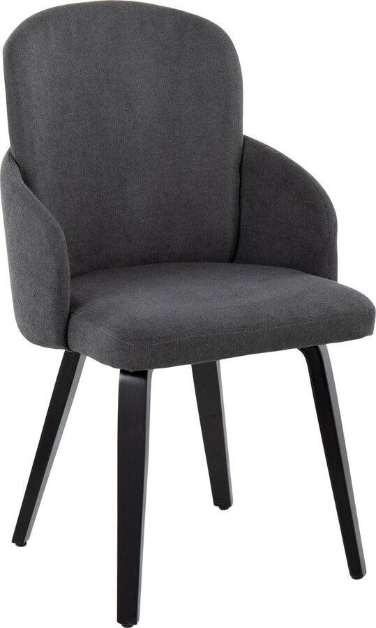 Lumisource Dining Chairs - Dahlia Contemporary Dining Chair In Black Wood & Grey Fabric With Chrome Accent (Set of 2)